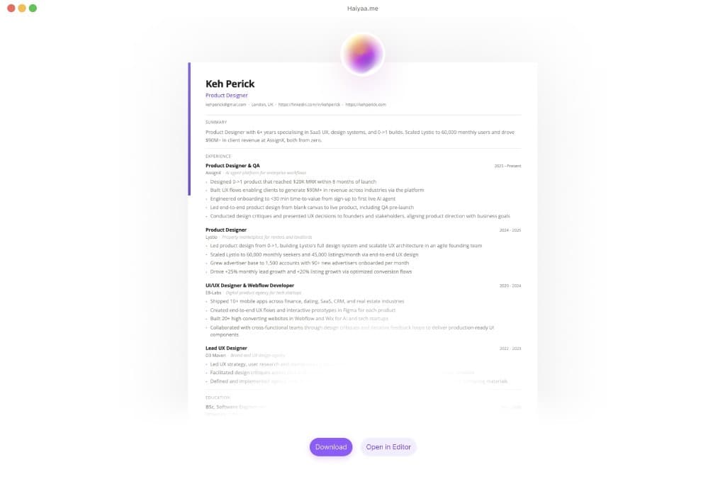 Haiyaa product demo preview